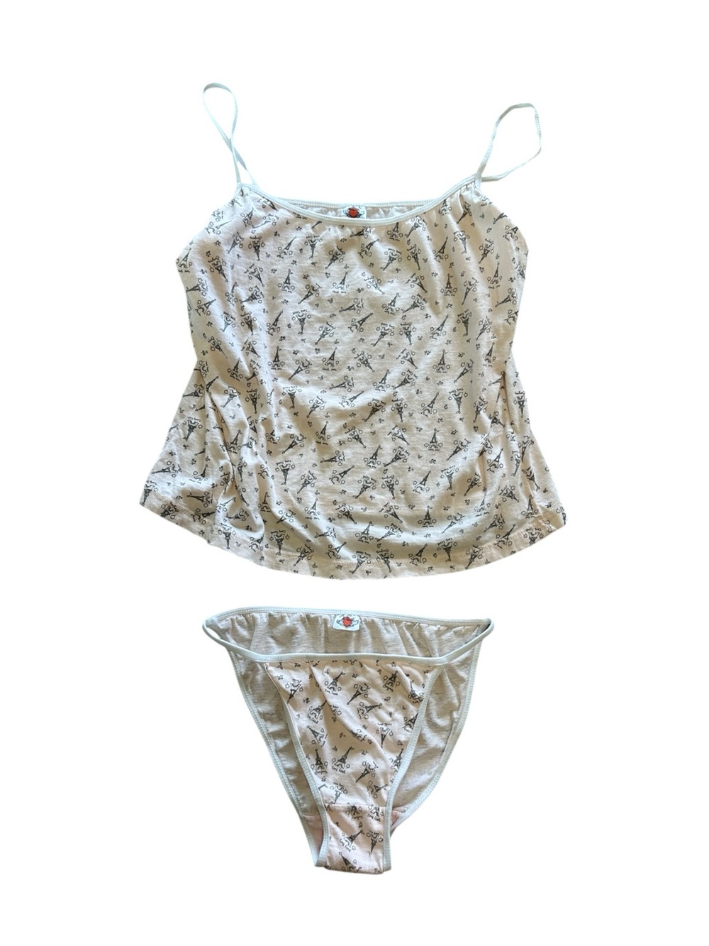Vintage 90s y2k pink printed matching cami and panties set